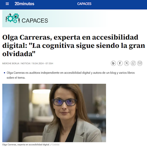 Captura de la entrevista de Olga Carreras en Capaces - 20minutos